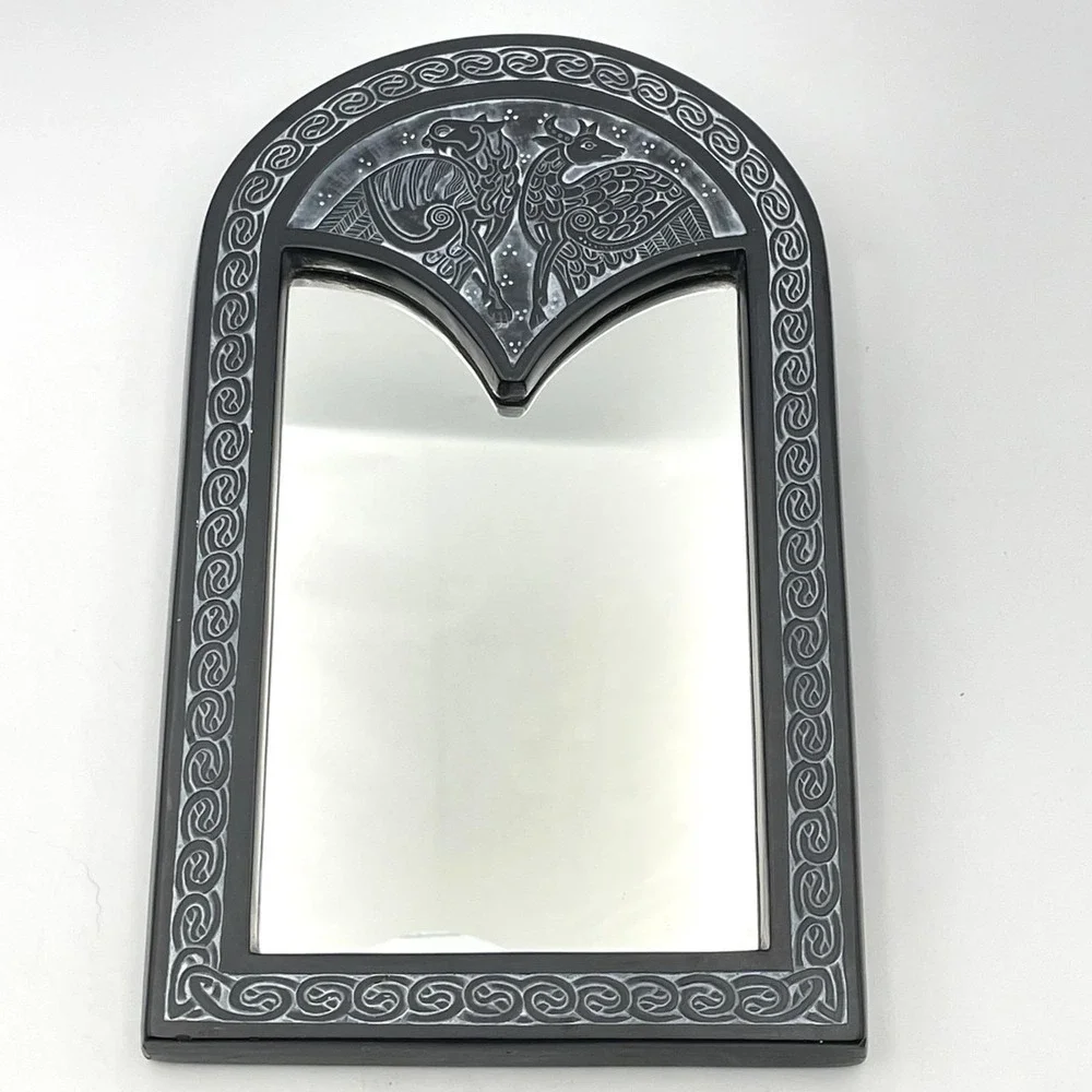 Vintage 1983 Facsimiles Ltd Celtic Mirror D14 Book of Kells Lion Ox Wall Decor